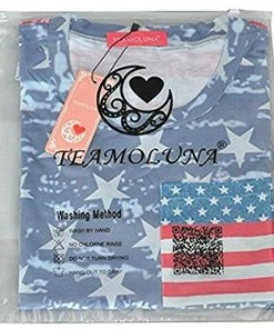 MCieloLuna Women's Casual T-Shirt - USA Flag Printed Summer Top Women Clothing