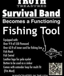 The American Store Men's Paracord Bracelet, Leather Stamped American Flag, 550 Fish Fire Paracord, Fishing Hook Line And Sinker Built In, Leather Bracelt Military Clothing & Accessories