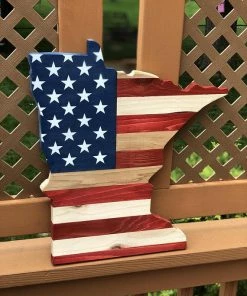 CedarValleyWorkshop Flags & Banner Minnesota Map American Flag Wall Hanging