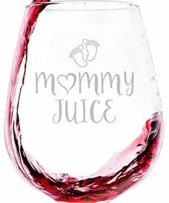 The American Store Mommy Juice Funny Wine Glass - Best Birthday Gifts For Mom, Women - Unique Mothers Day Gift Idea From Husband, Son, Daughter - Fun Novelty Present For A New Mom, Wife, Friend, Sister, Her - 13 Oz Casual Glasses