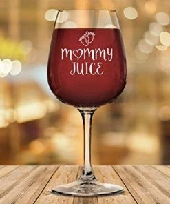 The American Store Mommy Juice Funny Wine Glass - Best Birthday Gifts For Mom, Women - Unique Mothers Day Gift Idea From Husband, Son, Daughter - Fun Novelty Present For A New Mom, Wife, Friend, Sister, Her - 13 Oz Casual Glasses