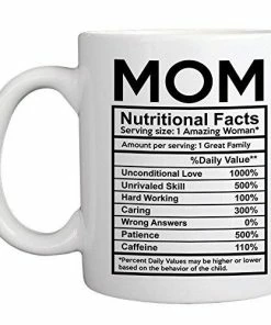 The American Store MyCozyCups Mothers Day Gifts - Mom Nutritional Facts Coffee Mug - Funny New Gag Novelty Gift From Daughter, Son, Husband For Birthday, Christmas, Anniversary, Valentine's Day - Awesome Mommy Cup