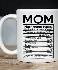 The American Store MyCozyCups Mothers Day Gifts - Mom Nutritional Facts Coffee Mug - Funny New Gag Novelty Gift From Daughter, Son, Husband For Birthday, Christmas, Anniversary, Valentine's Day - Awesome Mommy Cup