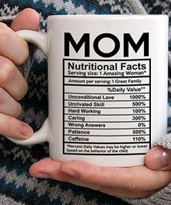 The American Store MyCozyCups Mothers Day Gifts - Mom Nutritional Facts Coffee Mug - Funny New Gag Novelty Gift From Daughter, Son, Husband For Birthday, Christmas, Anniversary, Valentine's Day - Awesome Mommy Cup
