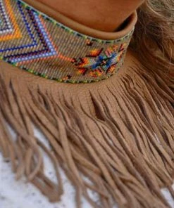The American Store Native American Beaded Necklace, Beaded Choker, Tribal Necklace, Fringed Beaded Choker, Native American Beadwork Native American Collection