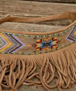 The American Store Native American Beaded Necklace, Beaded Choker, Tribal Necklace, Fringed Beaded Choker, Native American Beadwork Native American Collection