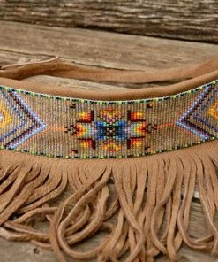 The American Store Native American Beaded Necklace, Beaded Choker, Tribal Necklace, Fringed Beaded Choker, Native American Beadwork Native American Collection