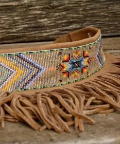 The American Store Native American Beaded Necklace, Beaded Choker, Tribal Necklace, Fringed Beaded Choker, Native American Beadwork Native American Collection