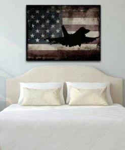 The American Store Wall Decor & Art Navy Army Fighter Pilot #2 - Jet - Military Art- Rustic American Flag- Patriotic Wall Art- Airplane- Navy Pilot Wall Decor-