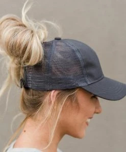 Onlineamericanstore New Arrivals Ponytail Hair Baseball Cap Women Messy Bun Baseball Summer Hat Snapback Grid