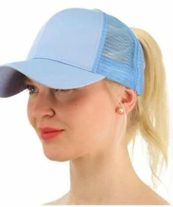 Onlineamericanstore New Arrivals Ponytail Hair Baseball Cap Women Messy Bun Baseball Summer Hat Snapback Grid