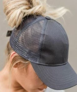 Onlineamericanstore New Arrivals Ponytail Hair Baseball Cap Women Messy Bun Baseball Summer Hat Snapback Grid