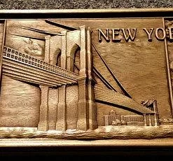 The American Store American Vintage Collection New York Wood Carving Wall Hanging Home Decor Woodwork Art Housewarming Gift Landscape Rustic Room Wall Decor American Picture Liberty