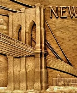 The American Store American Vintage Collection New York Wood Carving Wall Hanging Home Decor Woodwork Art Housewarming Gift Landscape Rustic Room Wall Decor American Picture Liberty