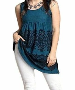 Newchoice Women's Stars And Stripes Sleeveless Racerback American Flag Tank Top Tunic With Pocket