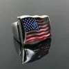 USAKARSILVER Newly Designed Handmade 925k Sterling Silver American Flag Enameled Men's Ring Waved Shape -Outstanding Gift