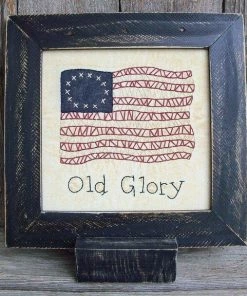 WanderingWhimsies Old Glory Framed Stitchery, US Flag, American Flag, Stars And Stripes, Independence Day, July 4th, Rustic, Decoration, Americana, Patriotic Wall Decor & Art