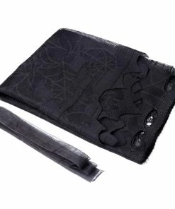 Our Warm Store Ourwarm 1 Piece Halloween Decoration Black Lace Spiderweb Shades Fireplace Mantle Scarf Cover Curtains Festive Party Supplies