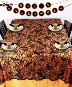 Our Warm Store Ourwarm 1 Piece Halloween Decoration Props Black Lace Spiderweb Fireplace Mantle Scarf Cover Tablecloth Festive Party Supplies Halloween Decorations