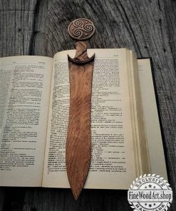 OlegWoodArt Pagemark Bookmark Page Holder Book Reading Accessories Wood Sword Viking Trisquel Woodworking Wooden Decoration Accessories Celtic Symbol