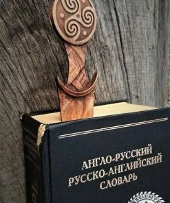 OlegWoodArt Pagemark Bookmark Page Holder Book Reading Accessories Wood Sword Viking Trisquel Woodworking Wooden Decoration Accessories Celtic Symbol
