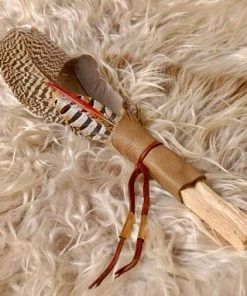 The American Store Native American Collection Palo Santo Smudge Fan, Feather Fan, Smudge Feather Fan, Peacock Feather Fan, Red And Copper Fan, Blessing Feather, Prayer Feather