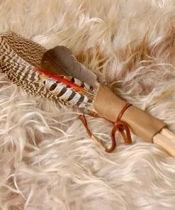 The American Store Native American Collection Palo Santo Smudge Fan, Feather Fan, Smudge Feather Fan, Peacock Feather Fan, Red And Copper Fan, Blessing Feather, Prayer Feather