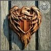 OlegWoodArt Patriotic American Flag Wooden Carved Sign Coat Of Arms Wood Carvig Picture Plaques Decor Art Wall Hanging Patriot Gift Home Decor Custom