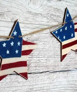 WoodStreets Patriotic Decor, 4th Of July Banner, Primitive American Flag Stars, Wooden Rustic Decor, Memorial Day Banner, Americana Decor Accessories