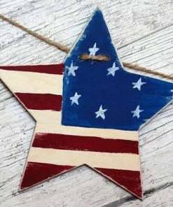 WoodStreets Patriotic Decor, 4th Of July Banner, Primitive American Flag Stars, Wooden Rustic Decor, Memorial Day Banner, Americana Decor Accessories