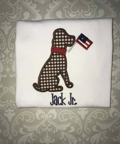 PrincesAndPolkadots Patriotic Dog 4th Of July Labor Day Monogrammed Shirt Pets