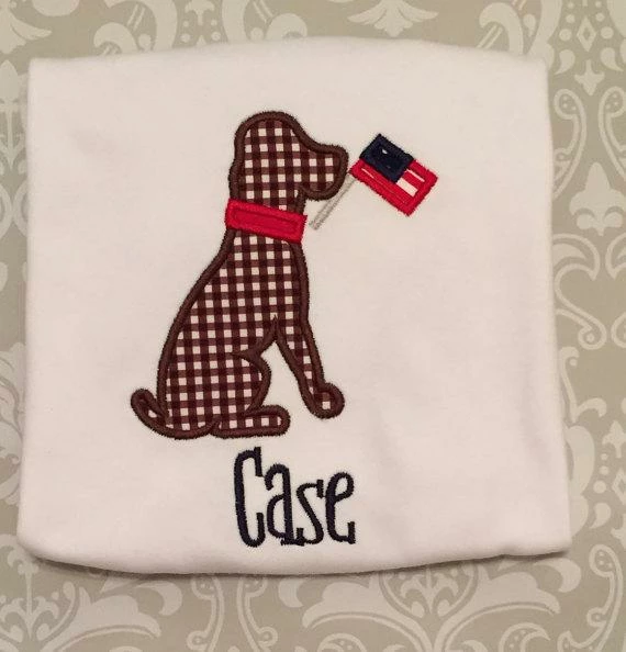 PrincesAndPolkadots Patriotic Dog 4th Of July Labor Day Monogrammed Shirt Pets 4 PrincesAndPolkadots Patriotic Dog 4th Of July Labor Day Monogrammed Shirt Pets
