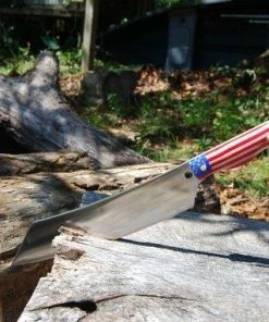 NoHarmInFarmin Patriotic Knife, Handforged Chopper, Competition Chopper, American Flag Knife, Camp Knife, Chopping Knife Accessories