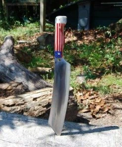 NoHarmInFarmin Patriotic Knife, Handforged Chopper, Competition Chopper, American Flag Knife, Camp Knife, Chopping Knife Accessories