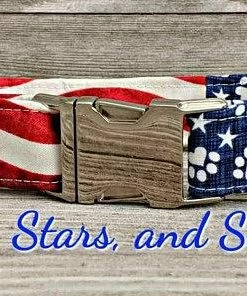 CluaranDesign Pets Patriotic Paws Stars And Stripes American Flag Quick Release Buckle Dog/Puppy Collar