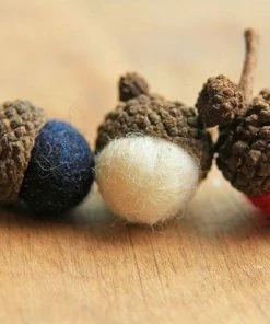 Leboxboutique Patriotic RED WHITE & BLUE Wool Felted Acorns Set Of 24| Boho, Cottage Chic, Woodland, Rustic Accessories