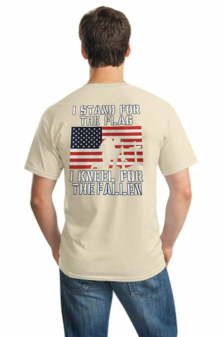 Shirt Patron Brand Mens Clothing Patriotic Stand For Flag Kneel For Fallen Political Protest Mens T Shirt Back Print 4 Shirt Patron Brand Mens Clothing Patriotic Stand For Flag Kneel For Fallen Political Protest Mens T Shirt Back Print
