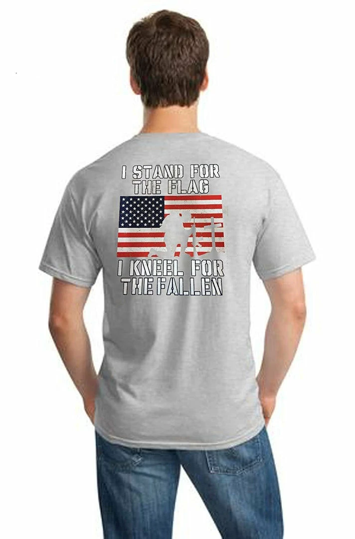 Shirt Patron Brand Mens Clothing Patriotic Stand For Flag Kneel For Fallen Political Protest Mens T Shirt Back Print 5 Shirt Patron Brand Mens Clothing Patriotic Stand For Flag Kneel For Fallen Political Protest Mens T Shirt Back Print