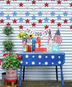 Patriotic Star Party Decorations, Coxeer Star Streamers For 4th Of July Independence Day Decoration(5strands/394 In) Patriotic Theme Party Supplies