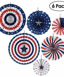 PBPBOX 4th Of July Decorations Paper Fan For Patriotic Decorations, Independence Day Party Supplies