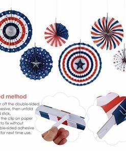PBPBOX 4th Of July Decorations Paper Fan For Patriotic Decorations, Independence Day Party Supplies