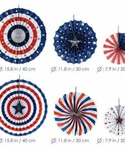 PBPBOX 4th Of July Decorations Paper Fan For Patriotic Decorations, Independence Day Party Supplies