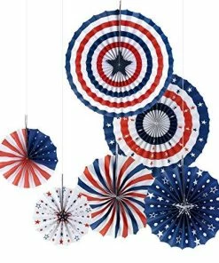 PBPBOX 4th Of July Decorations Paper Fan For Patriotic Decorations, Independence Day Party Supplies