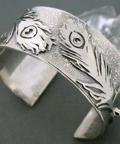Courtneymariejewelry Accessories Peacock Cuff Bracelet - Peacock Jewelry - Silver Wide Cuff Bracelets For Women, Wide Cuff Bracelet - Cuff Silver Bracelets