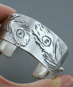 Courtneymariejewelry Accessories Peacock Cuff Bracelet - Peacock Jewelry - Silver Wide Cuff Bracelets For Women, Wide Cuff Bracelet - Cuff Silver Bracelets