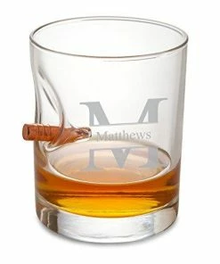 A Gift Personalized Casual Glasses Personalized Bulletproof Lowball Whiskey Glass - Stamped Monogram