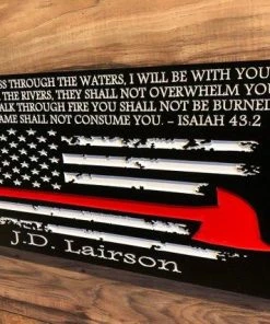 Online American Store Concealment Flags Personalized Firefighter Gift For Him Custom Ax Sign Rustic Distressed American Flag Decor Graduation Fathers Day Christmas "Isaiah 43:2"