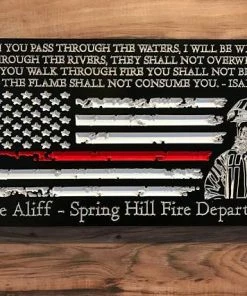 Online American Store Personalized Firefighter Gift For Him Thin Red Line American Flag Christmas Custom Sign Rustic Home Decor Graduation Fathers Day Isaiah 43:2 Concealment Flags