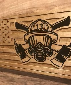 The American Store Personalized Firefighter Gift For Him Thin Red Line American Flag Christmas Custom Sign Rustic Home Decor Graduation Fathers Day Isaiah 43:2