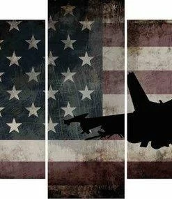 The American Store Wall Decor & Art Navy Army Fighter Pilot #2 - Jet - Military Art- Rustic American Flag- Patriotic Wall Art- Airplane- Navy Pilot Wall Decor-